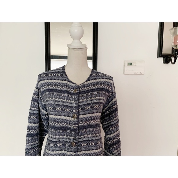 Y2K Alps Blue Multi Color Button Down Cardigan Size Medium - Picture 3 of 5